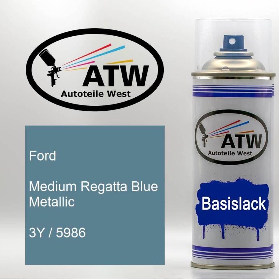 Ford, Medium Regatta Blue Metallic, 3Y / 5986: 400ml Sprühdose, von ATW Autoteile West.